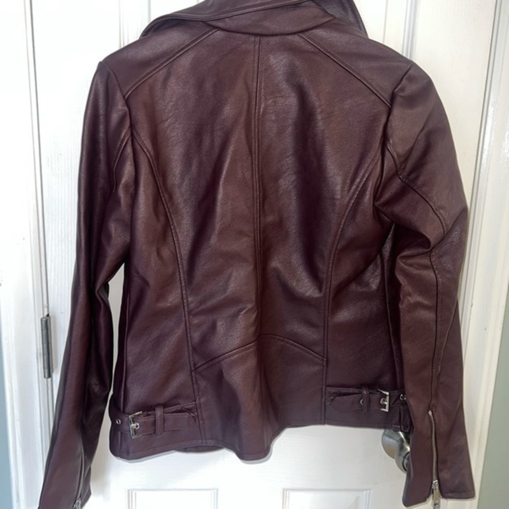 Burgundy Faux Leather Small Women’s Jacket - Picture 5 of 5